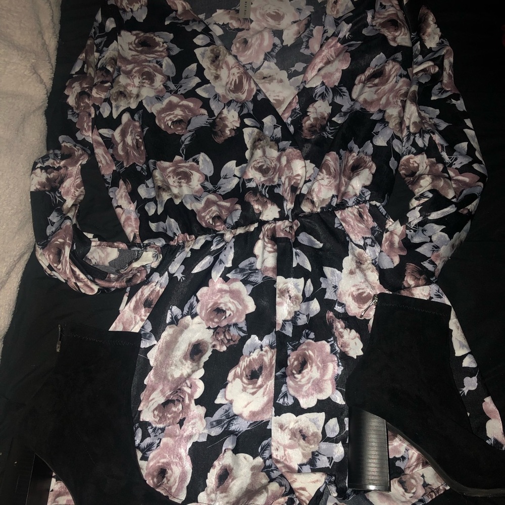 Flowers ,romper ,shorts long sleeve